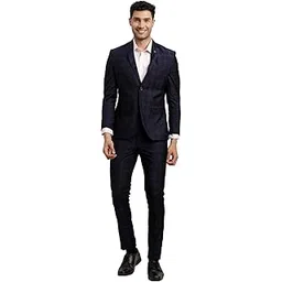 turtle Men Terry Rayon Checkered Full Sleeve Two Piece Navy Blue Party Suit-picture-53