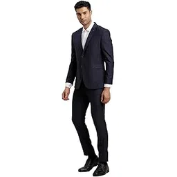 turtle Men Terry Rayon Checkered Full Sleeve Two Piece Navy Formal Suit-picture-20