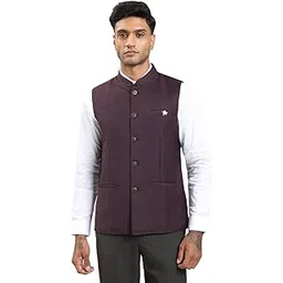 turtle Men Terry Rayon Self Design Slim Fit Purple Nehru Jacket||Waistcoat-picture-13