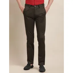 Turtle Men Textured Printed Relaxed Skinny Fit Mid Rise Chinos Trousers-picture-37