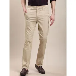 Turtle Men Textured Printed Relaxed Tapered Fit Chinos Trousers-image-9
