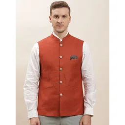 Turtle Men Textured Pure Cotton Slim Fit Nehru Jacket-picture-33
