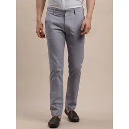 Turtle Men Textured Relaxed Skinny Fit Mid-Rise Cotton Chinos Trousers-picture-36