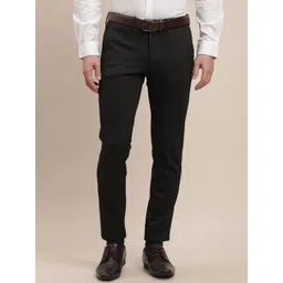 Turtle Men Textured Tailored Skinny Fit Formal Trousers-picture-16