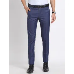 Turtle Men Textured Tailored Skinny Fit Formal Trousers-picture-14