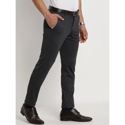Turtle Men Textured Tailored Skinny Fit Trousers image 2