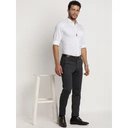 Turtle Men Textured Tailored Skinny Fit Trousers image 5