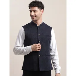 Turtle Men Woven Design Slim-Fit Nehru Jacket-picture-24