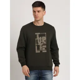 Turtle Olive Relaxed Fit Printed Sweatshirt-picture-32