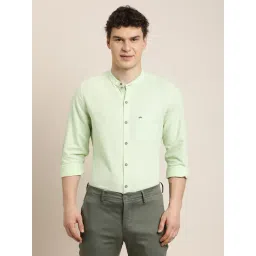 Turtle Pista Green Cotton Linen Slim Fit Shirt-picture-15