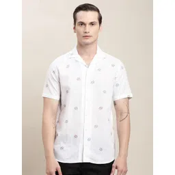 Turtle Tropical Printed Cuban Collar Relaxed Slim Fit Shirt-picture-27