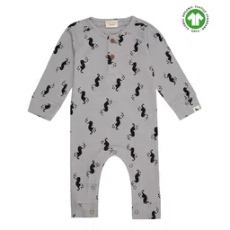 Turtledove London Organic Cotton Full Sleeves Romper Sea Horse Print - Grey-picture-22
