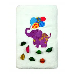 TurtleLittle White & Purple Printed 500 GSM Baby Bath Towel-picture-14