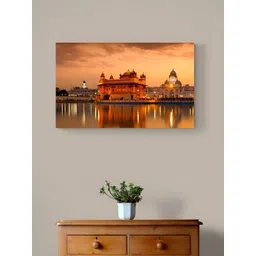 Tushaco Handicrafts Beige & Grey Golden Temple Religious Canvas Wall Art-picture-29