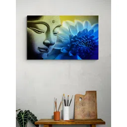 Tushaco Handicrafts Blue & Green 1 Piece Buddha Religious Canvas Wall Art-picture-33