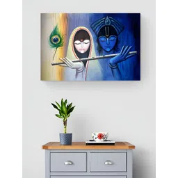 Tushaco Handicrafts Blue & Green 1 Piece Radha Krishna Religious Canvas Wall Art-picture-35