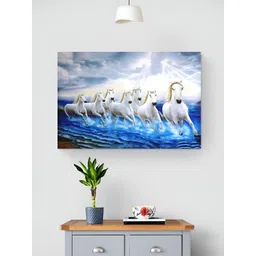 Tushaco Handicrafts Blue & White 1 Piece Canvas Birds and Animals Wall Paintings-picture-17