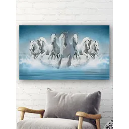 Tushaco Handicrafts Blue & White Canvas Birds and Animals Wall Photographs-picture-21