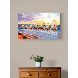 Tushaco Handicrafts Blue & Yellow 1 Piece Horse Canvas Wall Art-picture-36