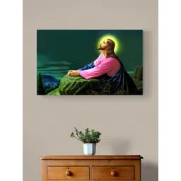 Tushaco Handicrafts Green & Pink Canvas Religious Wall Paintings-picture-11