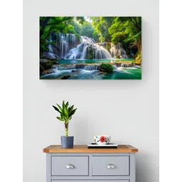 Tushaco Handicrafts Green & White Waterfall Canvas Wall Art-image-31