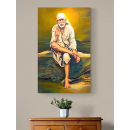 Tushaco Handicrafts Orange & Green Sai Baba Religious Canvas Wall Art-picture-29