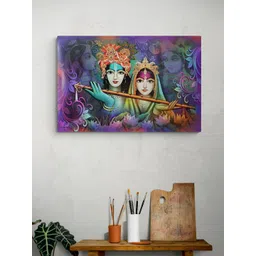 Tushaco Handicrafts Purple & Green 1 Piece Radha Krishna Religious Canvas Wall Art-picture-21