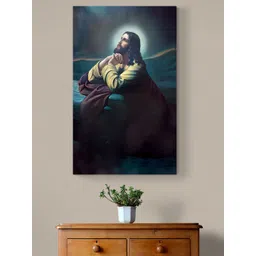 Tushaco Handicrafts Teal & Beige Canvas Religious Wall Paintings-picture-28