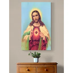 Tushaco Handicrafts Turquoise Blue & Green Canvas Religious Wall Paintings-picture-30