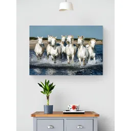 Tushaco Handicrafts White & Blue Birds & Animals Canvas Wall Art-picture-25