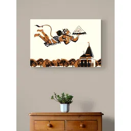 Tushaco Handicrafts White & Brown Hanuman ji Religious Canvas Wall Art-image-18