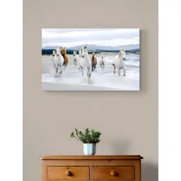 Tushaco Handicrafts White & Brown Seven Horse Printed Canvas Wall Art-image-21