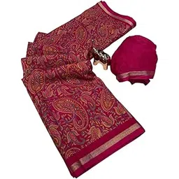 tushana Kashmiri Pashmina Soft Dola Silk Saree Beautiful Flower Print Tiny Zari Border With Blouse Piece-picture-14