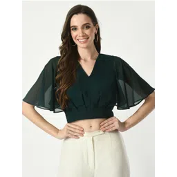 Tushita Flared Sleeve Georgette Styled Back Crop Top-picture-23