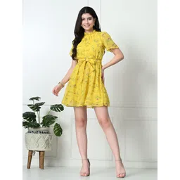 Tushita Floral Print Flared Sleeve Georgette A-Line Dress-picture-15