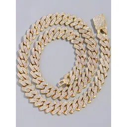 Tustrion Unisex Gold-Plated Cubic Zirconia Studded Minimal Chain-picture-25