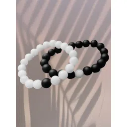 Tustrion Unisex Set Of 2 Artificial Beaded Elasticated Bracelets-picture-29