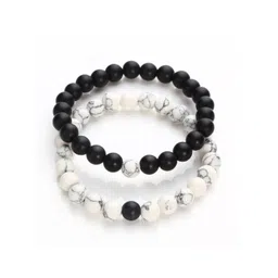 Tustrion Unisex Set Of 2 Artificial Beaded Elasticated Bracelets-picture-32