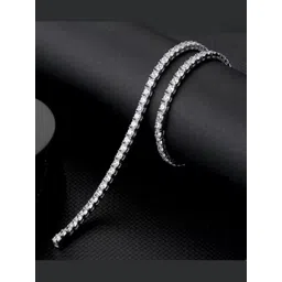 Tustrion Unisex Silver-Plated Cubic Zirconia Studded Minimal Chain-picture-11