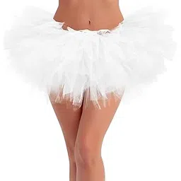 Tutus for Women Adult Tutu Skirts for Women 5 Layers Tulle Skirt Halloween Tutu Womens Tutu Skirt 80s Costumes for Women, White, One Size-picture-11