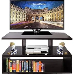 TVASTE VIRAJE Engineered Wood TV Table | Entertainment Unit Display Storage Cabinet Rack with Decor Shelf | Visual Feature of a Room | Comfort and Usability (Wenge Finish)-picture-26