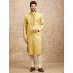 Twamev Men Ethnic Motifs Embroidered Regular Mirror Work Kurta with Churidar-picture-10