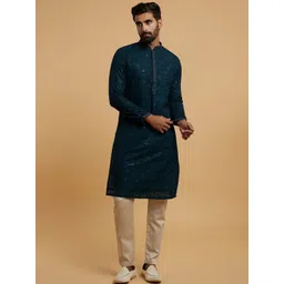Twamev Men Ethnic Motifs Embroidered Sequinned Kurta with Pyjamas-picture-21