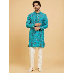 Twamev Men Printed Regular Mirror Work Kurta with Churidar-picture-41