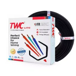 TWC Lite 0.75 Sq.mm 1 Core Flame Retardant Flexible Cable Black (90 m) image 1