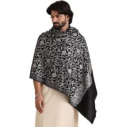 tweedle Ethnic Kashmiri Embroidery Shawl/Stole for Men, Pure Wool Feel, Smooth & Light Weight, Full Size Shawl for Gents-picture-12
