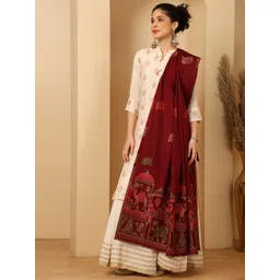 Tweedle Ethnic Motifs Woven Design Zari Shawl-picture-22