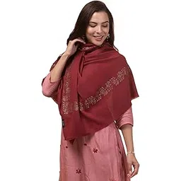 tweedle Fine Wool Border Design Shawl/Stole for Women, Stone/Crystal Work Woolen Scarf for Ladies/Girls, Medium Size (28x 80)-picture-45