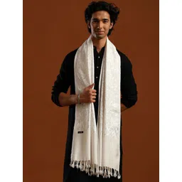 Tweedle Men Kashmiri Aari Embroidery Stole with Fringed Border-picture-13