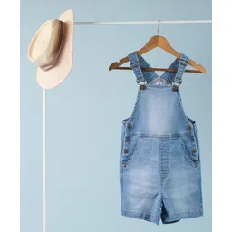 tweeny mini Denim Woven Sleeveless Washed Dungaree - Light Blue-picture-28